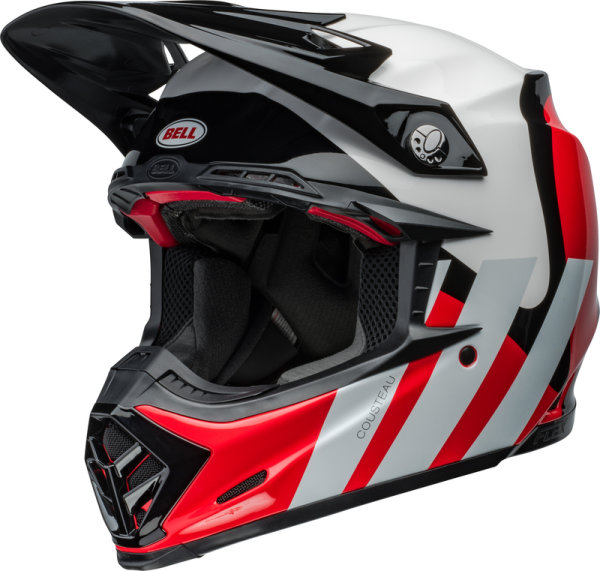 BELL Moto-9S Flex Helm - Hello Cousteau Stripes Gloss White/Red