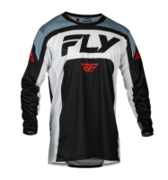 FLY RACING Lite Jugend-Jersey - Schwarz/Weiss/Denim Grey