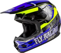 FLY RACING Kinetic Scorched Jugend Helm - Blau/Grau/Hi-Vis