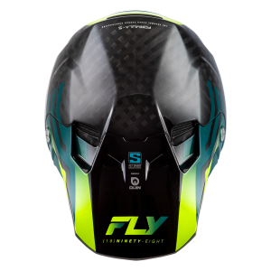 FLY RACING Formula S Carbon Byte Helm - Schwarz Carbon/Teal/Lime