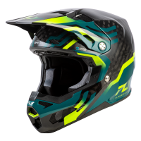 FLY RACING Formula S Carbon Byte Helm - Schwarz Carbon/Teal/Lime