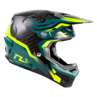 FLY RACING Formula S Carbon Byte Helm - Schwarz Carbon/Teal/Lime