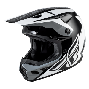 FLY RACING Kinetic Crest Helm - Schwarz/Weiß/Grau