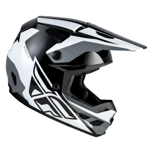 FLY RACING Kinetic Crest Helm - Schwarz/Weiß/Grau
