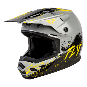 FLY RACING Kinetic Drip Jugend Helm - Grau/Schwarz/Gelb