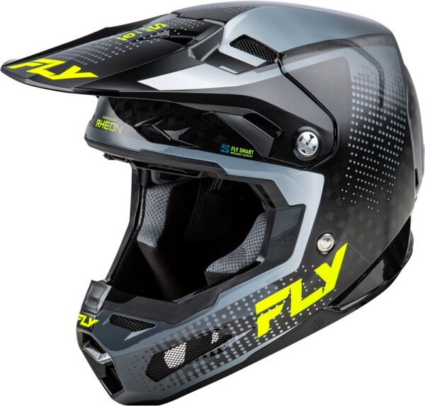 FLY RACING Formula S Carbon Protocol Helm - Schwarz Carbon/Grau/Hi-Vis