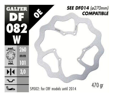 GALFER Bremsscheibe Vorne Honda CRF250/450 DF082W