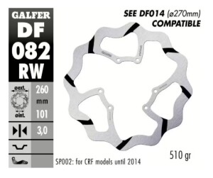 GALFER Bremsscheibe "DF08RW"  Honda CRF250/450...