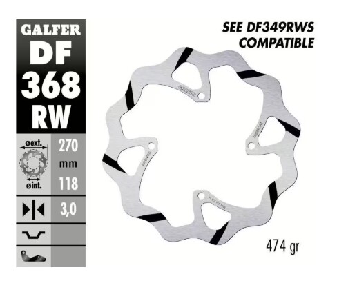 GALFER Bremsscheibe "DF368RW" RMZ250/450 18- vorne