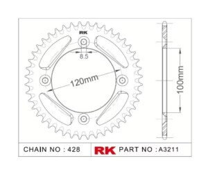 RK Kettenrad "A3211" 428 Teilung - Yamaha YZ85...