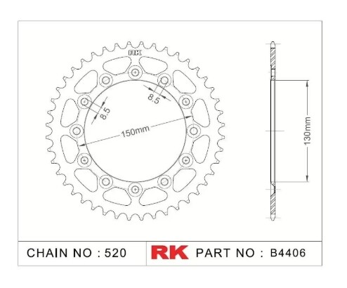 RK Kettenrad "4406" 520 Teilung - Yamaha YZ125-YZF450 Stahl