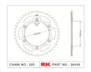 RK Kettenrad "4426" 520 Teilung - RMZ250/RMZ450...
