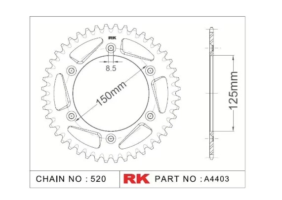 RK Kettenrad "A4403" 520 Teilung - KTM/GasGas/Husqvarna Aluminium orange