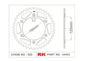 RK Kettenrad "A4403" 520 Teilung -...