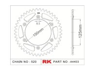 RK Kettenrad "A4403" 520 Teilung - KTM/GasGas/Husqvarna Aluminium orange