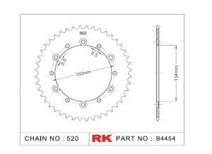 RK Kettenrad "4454" 520 Teilung Kawasaki KXF Stahl