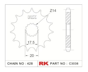 RK Antriebsritzel "3038" 428 Teilung Stahl...