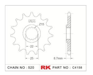 RK Antriebsritzel "4158" 520 Teilung Stahl...