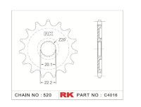 RK Antriebsritzel "4016" 520 Teilung Stahl selbstreinigend Yamaha YZ125/YZ250F