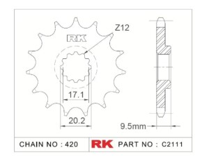 RK Antriebsritzel "2111" 420 Teilung Stahl...