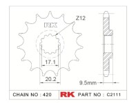 RK Antriebsritzel "2111" 420 Teilung Stahl MC65/SX65/TC65