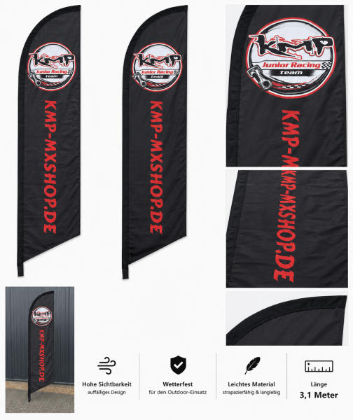 KMP-MXSHOP Junior Racing Team Beachflag schwarz