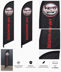 KMP-MXSHOP Junior Racing Team Beachflag schwarz