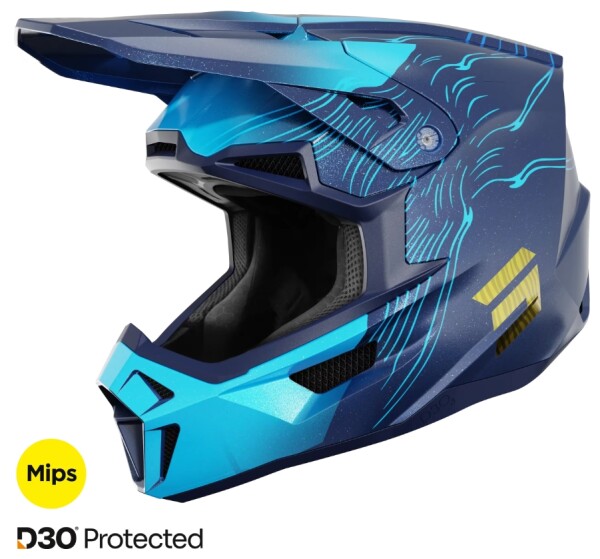 SHOT RACEGEAR Crosshelm "Lite Volt" blau / türkis glänzend