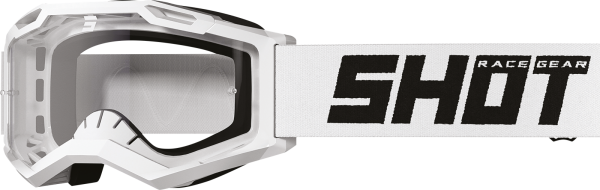 SHOT RACEGEAR Crossbrille "Assault 2.0 Solid" klar, weiß / schwarz glänzend